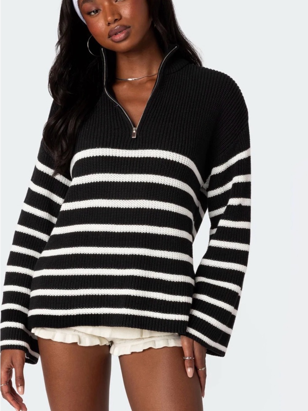 Edikted Oversized Quarter Zip Sweater Medium